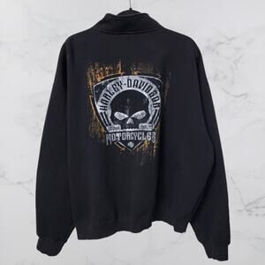 Harley-Davidson Men's Corrosion Skull 1/4 Zip Cadet Pullover Sweatshirt XXL